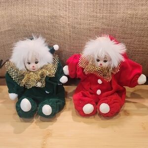 Holiday Plush Clown Set - Red and Green